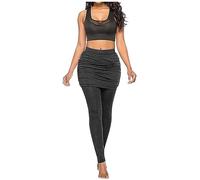 Keepink Women Leggings with Skirt Attached Tennis Skirted Leggings with Skirt High Waist Running Sports Skirt Leggings with Pockets Workout Gym Yoga Stretchy Skorts