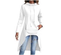 Keepink Women Pullover Hoodies Long Sleeve Cowl Neck Jumpers Plain Oversized Sweatshirts High Low Hem Cloak Tops with Hood Pocket Casual Sweater Longline Asymmetric Cape Clearance