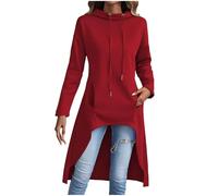 Keepink Women Pullover Hoodies Long Sleeve Cowl Neck Jumpers Plain Oversized Sweatshirts High Low Hem Cloak Tops with Hood Pocket Casual Sweater Longline Asymmetric Cape Clearance