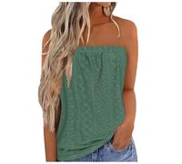 Keepink Women Strapless Tube Tops Bandeau Casual Loose Sleeveless Tee Summer Flowy Y2K Flowy Tunic Vest Shirt Breathable Plain Blouse Sexy Off The Shoulder Blouse
