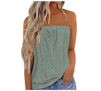 Keepink Women Strapless Tube Tops Bandeau Casual Loose Sleeveless Tee Summer Flowy Y2K Flowy Tunic Vest Shirt Breathable Plain Blouse Sexy Off The Shoulder Blouse