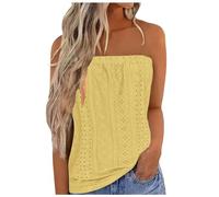 Keepink Women Strapless Tube Tops Bandeau Casual Loose Sleeveless Tee Summer Flowy Y2K Flowy Tunic Vest Shirt Breathable Plain Blouse Sexy Off The Shoulder Blouse