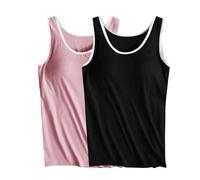 Keepink Women Tank Top with Shelf Bra Wide Strap Padded Camisole Tops Cotton Sleeveless Cami Vest Blouses Women's Yoga Tops Workout Gym Tank Tops Sports Vest Multipack Clearance