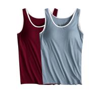 Keepink Women Tank Top with Shelf Bra Wide Strap Padded Camisole Tops Cotton Sleeveless Cami Vest Blouses Women's Yoga Tops Workout Gym Tank Tops Sports Vest Multipack Clearance