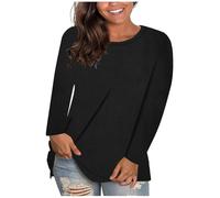 Keepink Women Tops Long Sleeve Casual Tunic Tops Plain Crewneck T Shirts Loose Fit Basic Shirts Elegant Dressy Blouses Athletic Fit Tees Winter Spring Outfits UK Plus Size 8-20 Sale