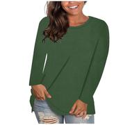 Keepink Women Tops Long Sleeve Casual Tunic Tops Plain Crewneck T Shirts Loose Fit Basic Shirts Elegant Dressy Blouses Athletic Fit Tees Winter Spring Outfits UK Plus Size 8-20 Sale