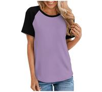 Keepink Women Tops Summer Loose Fit Short Sleeve T Shirts Casual Dressy Blouses Trendy Stripe Cute Tshirts Crew Neck Funny T-Shirts Gym Top Ladies Loose Tees Shirts Plus Size 8-18 UK