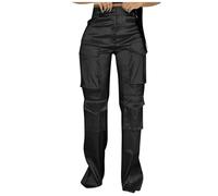 Keepink Women Wide Leg Combat Cargo Trousers with Multi Pockets Pull On High Waisted Work Full Length Pants Ladies Loose Fit Lounge Wear Y2K Teen Girls Streetwear Casual