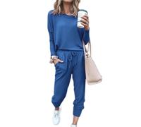 Keepink Women's 2 Piece Outfits Long Sleeve Tracksuit Plus Size Crew Neck Sweatshirt and Drawstring Loose Jogger Pants Plain Loungewear Set Fall Ladies Co ord Sets Clearance S-5XL