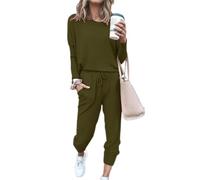 Keepink Women's 2 Piece Outfits Long Sleeve Tracksuit Plus Size Crew Neck Sweatshirt and Drawstring Loose Jogger Pants Plain Loungewear Set Fall Ladies Co ord Sets Clearance S-5XL