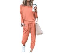 Keepink Women's 2 Piece Outfits Long Sleeve Tracksuit Plus Size Crew Neck Sweatshirt and Drawstring Loose Jogger Pants Plain Loungewear Set Fall Ladies Co ord Sets Clearance S-5XL