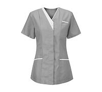Keepink Women's Blouses & Shirts Casual Summer Tops Working Uniform Shirts Nurses Uniform Clinic Carer Protective Clothing Top Nurse Health Nurse Clinic Maid Protective Plus Size 8-20
