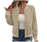 Keepink Womens Bomber Jackets Casual Stand Collar Full Zip Coats Plain Quilted Lightweight Jacket Long Sleeve Sweatshirt Dressy Tops Fall Fashion Short Cardigan Outerwear S-XXL Sale