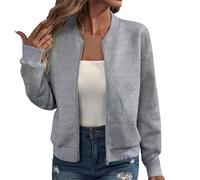 Keepink Womens Bomber Jackets Casual Stand Collar Full Zip Coats Plain Quilted Lightweight Jacket Long Sleeve Sweatshirt Dressy Tops Fall Fashion Short Cardigan Outerwear S-XXL Sale