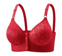 Keepink Womens Bras Front Fastening Minimiser Bras Convenient Comfort Bralettes Jacquard Posture Bra Full Support No Underwire Bras Push Up Bra for Large Breasts Plus Size 36/46