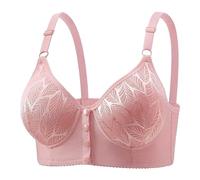 Keepink Womens Bras Front Fastening Minimiser Bras Convenient Comfort Bralettes Jacquard Posture Bra Full Support No Underwire Bras Push Up Bra for Large Breasts Plus Size 36/46