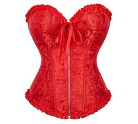 Keepink Women's Bustiers & Corsets Gothic Jacquard Bustier Bodyshaper Top Classic Lace up Waist Cincher Zip Up Tummy Control Shapewear Plus Size Overbust Corset 8-20 UK Clearance