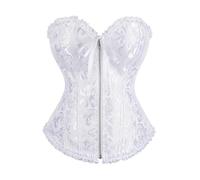 Keepink Women's Bustiers & Corsets Gothic Jacquard Bustier Bodyshaper Top Classic Lace up Waist Cincher Zip Up Tummy Control Shapewear Plus Size Overbust Corset 8-20 UK Clearance