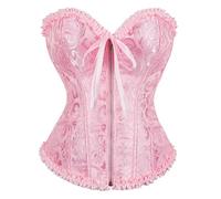 Keepink Women's Bustiers & Corsets Gothic Jacquard Bustier Bodyshaper Top Classic Lace up Waist Cincher Zip Up Tummy Control Shapewear Plus Size Overbust Corset 8-20 UK Clearance