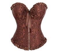 Keepink Women's Bustiers & Corsets Gothic Jacquard Bustier Bodyshaper Top Classic Lace up Waist Cincher Zip Up Tummy Control Shapewear Plus Size Overbust Corset 8-20 UK Clearance