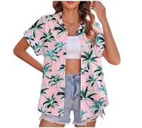 Keepink Womens Button Down Shirts Rolled Cuffed Short Sleeve V Neck Collared Blouses Hawaiian Floral Tropical Print Shirt Casual Summer Tops Beach Holiday Outfits Trendy T Shirts Sale