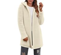 Keepink Womens Cardigan Fuzzy Fleece Long Hoodie Sherpa Teddy Hooded Jacket Warm Soft Oversized Coat Outwear Open Front Wrap Plush Winter Layer Cosy Cover Up for Pub Weekends UK