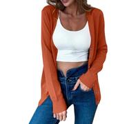 Keepink Womens Cardigans Long Sleeve Lightweight Cardigan Button Down V Neck Ribbed Knit Shrugs Jumper Solid Soft Casual Open Front Tops Ladies Outerwear Classic Sweater Large 8-18 UK