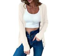 Keepink Womens Cardigans Long Sleeve Open Front Button Down Cardigan V Neck Ribbed Knit Jumpers Jackets Lightweight Elegant Knitwear Top Outerwear Blouse UK Plus Size S-3XL