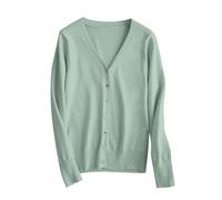 Keepink Womens Cardigans Long Sleeve Open Front Button Down Cardigan V Neck Ribbed Knit Jumpers Jackets Lightweight Elegant Knitwear Top Outerwear Blouse UK Plus Size S-3XL
