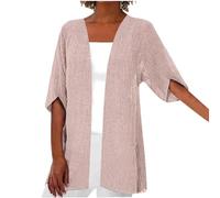 Keepink Women's Cardigans Plus Size Longline Cardigans for Women UK Summer Elegant Chiffon Cardigan Half Sleeve Jackets Casual Loose Open Front Cardigan Dusters Coat Size 8-22