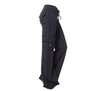 Keepink Womens Cargo Trousers High Waisted Wide Leg Pants Stretch Drawstring Casual Cargo Pants with Pockets Loose Fit Flared Pants Gym Yoga Leggings Y2K Streetwear UK Plus Size 6-20