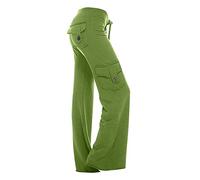 Keepink Womens Cargo Trousers High Waisted Wide Leg Pants Stretch Drawstring Casual Cargo Pants with Pockets Loose Fit Flared Pants Gym Yoga Leggings Y2K Streetwear UK Plus Size 6-20