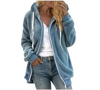 Keepink Women's Coats Large Size 8/22 UK Ladies Fleece Jackets Full Zip Long Sleeve Hoodie Fall Winter Fuzzy Coats with Pocket Soft Comfy Warm Overcoat Outwear Tops Cute Xmas Jumpers