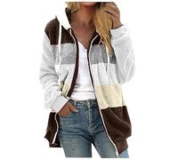 Keepink Women's Coats Large Size 8/22 UK Ladies Fleece Jackets Full Zip Long Sleeve Hoodie Fall Winter Fuzzy Coats with Pocket Soft Comfy Warm Overcoat Outwear Tops Cute Xmas Jumpers