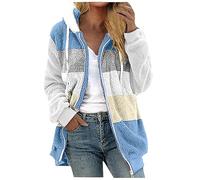 Keepink Women's Coats Large Size 8/22 UK Ladies Fleece Jackets Full Zip Long Sleeve Hoodie Fall Winter Fuzzy Coats with Pocket Soft Comfy Warm Overcoat Outwear Tops Cute Xmas Jumpers