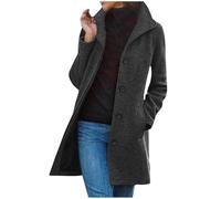 Keepink Women's Coats Winter Single Breasted Wool Blend Jacket Causal Lapel Trench Coat Ladies Long Sleeve Tops Longline Overcoat with Pockets Parka Cardigans Plus Size 8-18 UK Sale