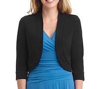 Keepink Womens Cropped Blazer 3/4 Ruched Sleeve Collarless Suits & Blazers Business Small Open Front Jackets Ladies Shrug Elegant Jacket for Dresses Formal Party Wedding Outerwear