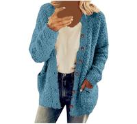 Keepink Womens Faux Furry Jackets Long Sleeve Fleece Sherpa Coats Button Up Fuzzy Outwear Soft Fluffy Chunky Knit Cardigan Sweaters Warm Winter Tops Fashion Casual Outerwear S-5XL