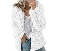 Keepink Womens Fleece Hoodie Jacket Sherpa Lined Full Zip Up Coats Winter Warm Soft Teddy Fluffy Hooded Overcoat Loose Sweatshirt Plush Jumper Outerwear Hoody Sweater Ladies Cardigan