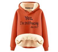 Keepink women's Fleece Hoodie Letter Print Long Sleeve Jumpers Loose Fit Sherpa Thermal Pullover Tops Casual Winter Warm Sweatshirt Thick Sweater Cosy Ladies Blouses UK Size S-3XL