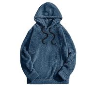 Keepink Women's Fuzzy Hoodies Oversized Long Sleeve Sherpa Pullover Fuzzy Fleece Drawstring Sweatshirt Plain Fluffy Coat Tops Sport Athletic Cozy Hooded Jumpers Casual Loose