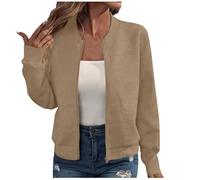 Keepink Womens Jackets Casual Stand Collar Full Zip Coats Plain Quilted Lightweight Jacket Long Sleeve Sweatshirt Dressy Tops Fall Fashion Short Cardigan Outerwear S-XXL Cheap