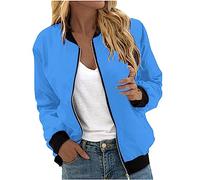 Keepink Womens Jackets Size 8-22 Sale Casual Lightweight Zip Up Coats Solid Loose Long Sleeve Outerwear Elegant Bomber Jacket Short Tops Cardigan Ladies Windbreaker with Pockets