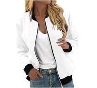 Keepink Womens Jackets Size 8-22 Sale Casual Lightweight Zip Up Coats Solid Loose Long Sleeve Outerwear Elegant Bomber Jacket Short Tops Cardigan Ladies Windbreaker with Pockets