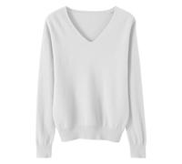 Keepink Women's Jumpers Casual Knitted Baggy Pullovers Sweater Lightweight Soft Long Sleeve Tops Fall Winter Sweatshirt Loose Tunic Shirt Workwear Ladies V Neck Jumper S-XXL