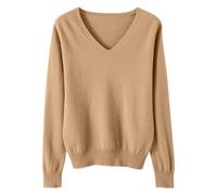 Keepink Women's Jumpers Casual Knitted Baggy Pullovers Sweater Lightweight Soft Long Sleeve Tops Fall Winter Sweatshirt Loose Tunic Shirt Workwear Ladies V Neck Jumper S-XXL