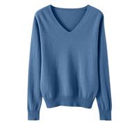 Keepink Women's Jumpers Casual Knitted Baggy Pullovers Sweater Lightweight Soft Long Sleeve Tops Fall Winter Sweatshirt Loose Tunic Shirt Workwear Ladies V Neck Jumper S-XXL