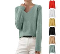 Keepink Women's Jumpers Casual Knitted Baggy Pullovers Sweater Lightweight Soft Long Sleeve Tops Fall Winter Sweatshirt Loose Tunic Shirt Workwear Ladies V Neck Jumper S-XXL