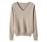 Keepink Women's Jumpers Casual Knitted Baggy Pullovers Sweater Lightweight Soft Long Sleeve Tops Fall Winter Sweatshirt Loose Tunic Shirt Workwear Ladies V Neck Jumper S-XXL