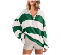 Keepink Women's Jumpers Oversized Sweatshirts Casual Striped Long Sleeve Tops Button Up Henley Pullover Polos Shirts Trendy Comfy Sweat Shirt Golf Jumper Ladies Hoodies Clearance